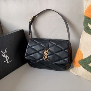 Yves Saint Laurent Black and Gold Quilted Shoulder Bag
